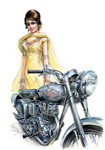 Sadhana and a 1955 Royal Enfield.