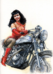 Bettie on a Triton.